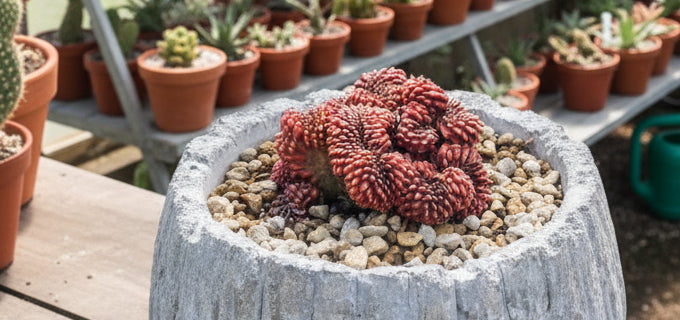 Gynocalycium mihanovichii f. inermis crestata "Crested Chin Cactus"