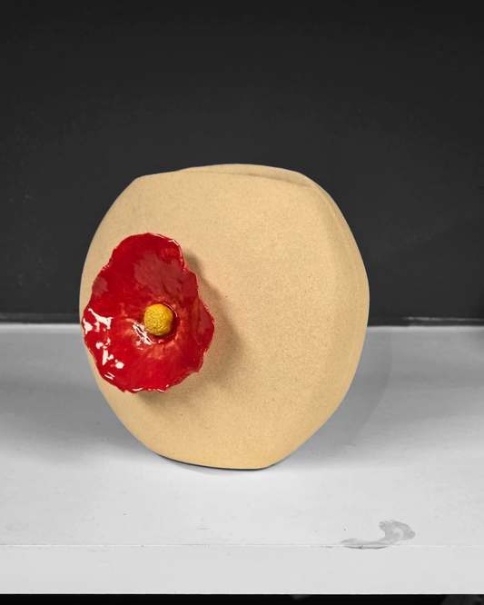 6" Stone vase with flower detail